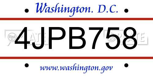 4JPB758 District Of Columbia License Plate