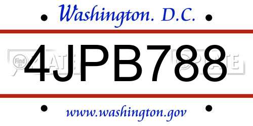 4JPB788 District Of Columbia License Plate