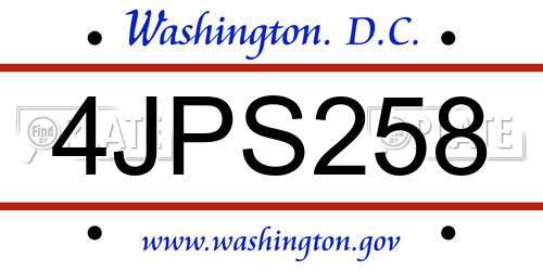 4JPS258 District Of Columbia License Plate
