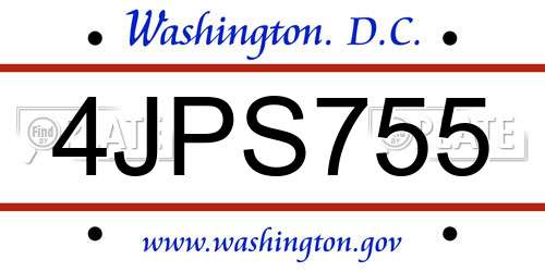4JPS755 District Of Columbia License Plate