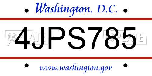 4JPS785 District Of Columbia License Plate