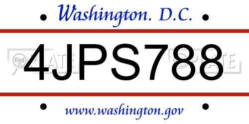 4JPS788 District Of Columbia License Plate