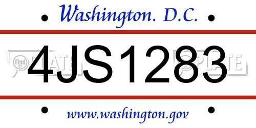 4JS1283 District Of Columbia License Plate