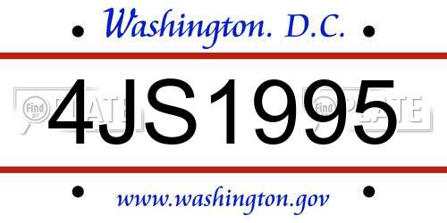 4JS1995 District Of Columbia License Plate