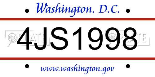 4JS1998 District Of Columbia License Plate