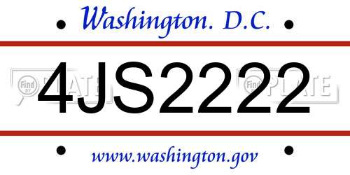 4JS2222 District Of Columbia License Plate