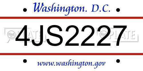 4JS2227 District Of Columbia License Plate