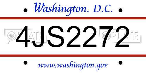 4JS2272 District Of Columbia License Plate