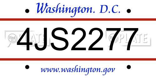 4JS2277 District Of Columbia License Plate