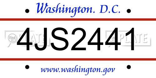 4JS2441 District Of Columbia License Plate