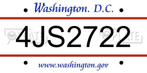 4JS2722 District Of Columbia License Plate