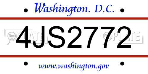 4JS2772 District Of Columbia License Plate
