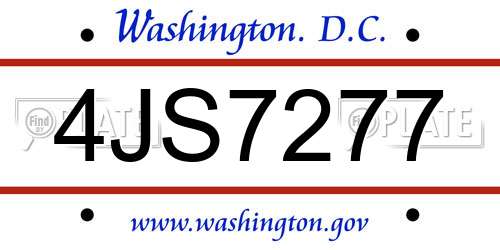 4JS7277 District Of Columbia License Plate
