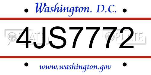4JS7772 District Of Columbia License Plate