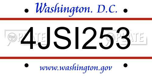 4JSI253 District Of Columbia License Plate