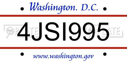 4JSI995 District Of Columbia License Plate