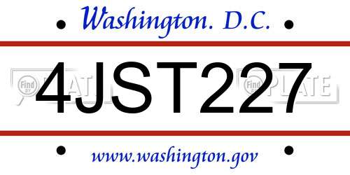 4JST227 District Of Columbia License Plate