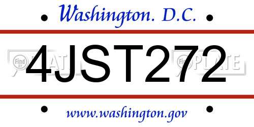 4JST272 District Of Columbia License Plate