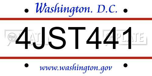 4JST441 District Of Columbia License Plate