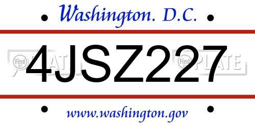 4JSZ227 District Of Columbia License Plate