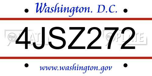 4JSZ272 District Of Columbia License Plate