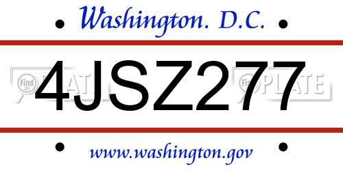 4JSZ277 District Of Columbia License Plate