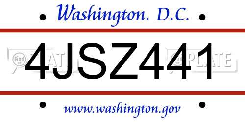 4JSZ441 District Of Columbia License Plate