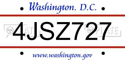 4JSZ727 District Of Columbia License Plate