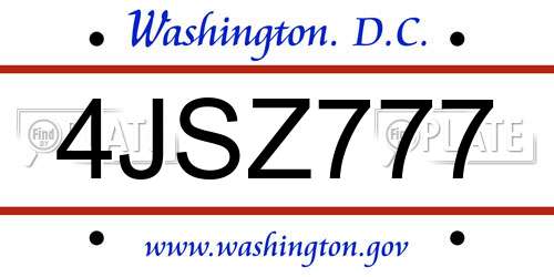 4JSZ777 District Of Columbia License Plate