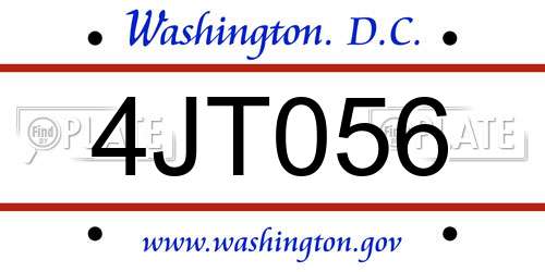 4JT056 District Of Columbia License Plate