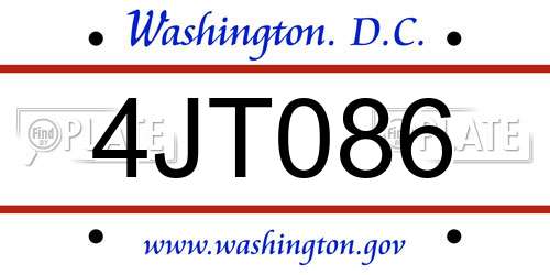 4JT086 District Of Columbia License Plate