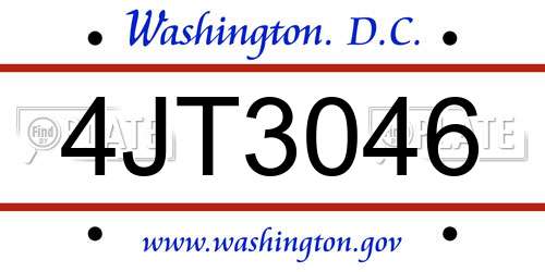4JT3046 District Of Columbia License Plate