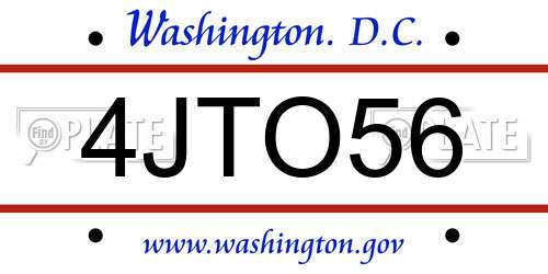4JTO56 District Of Columbia License Plate