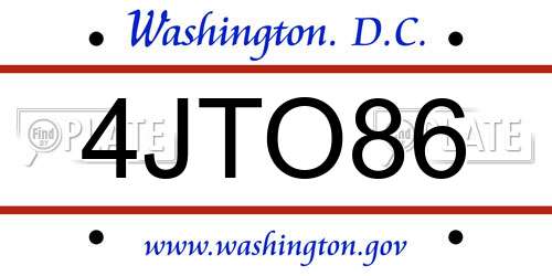 4JTO86 District Of Columbia License Plate