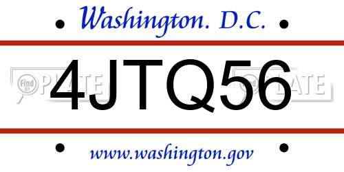 4JTQ56 District Of Columbia License Plate