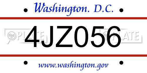 4JZ056 District Of Columbia License Plate