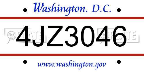 4JZ3046 District Of Columbia License Plate