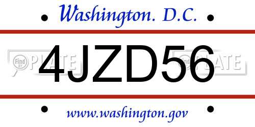 4JZD56 District Of Columbia License Plate
