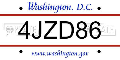 4JZD86 District Of Columbia License Plate