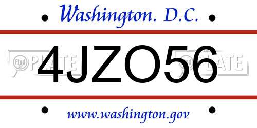 4JZO56 District Of Columbia License Plate
