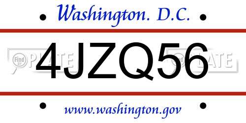 4JZQ56 District Of Columbia License Plate