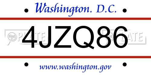 4JZQ86 District Of Columbia License Plate