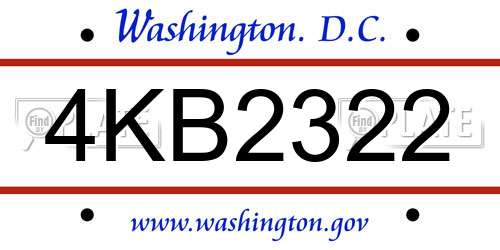 4KB2322 District Of Columbia License Plate