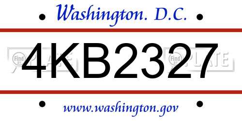 4KB2327 District Of Columbia License Plate