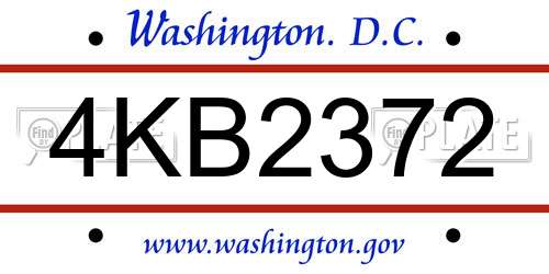 4KB2372 District Of Columbia License Plate
