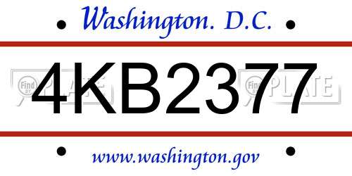 4KB2377 District Of Columbia License Plate