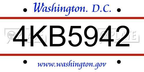4KB5942 District Of Columbia License Plate