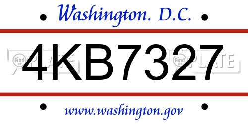 4KB7327 District Of Columbia License Plate