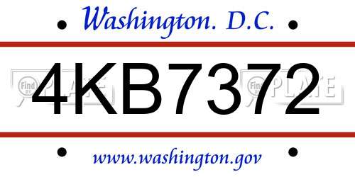 4KB7372 District Of Columbia License Plate