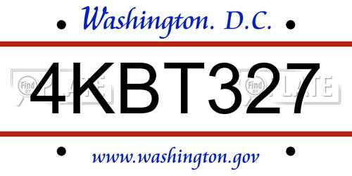 4KBT327 District Of Columbia License Plate